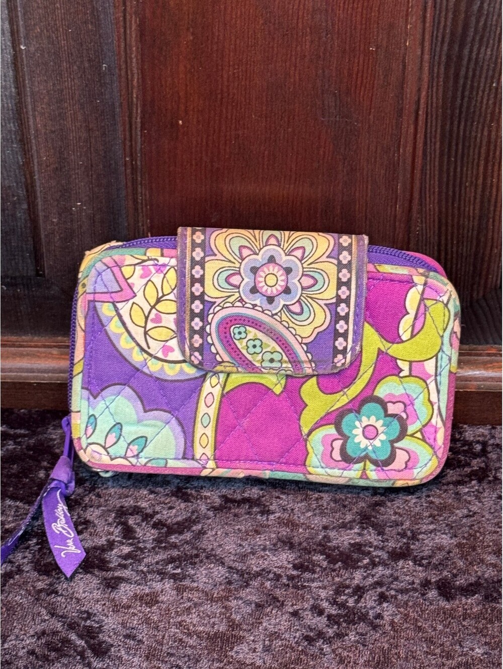 Vera Bradley Quilted Fabric Wallet in Purple Floral Pattern
